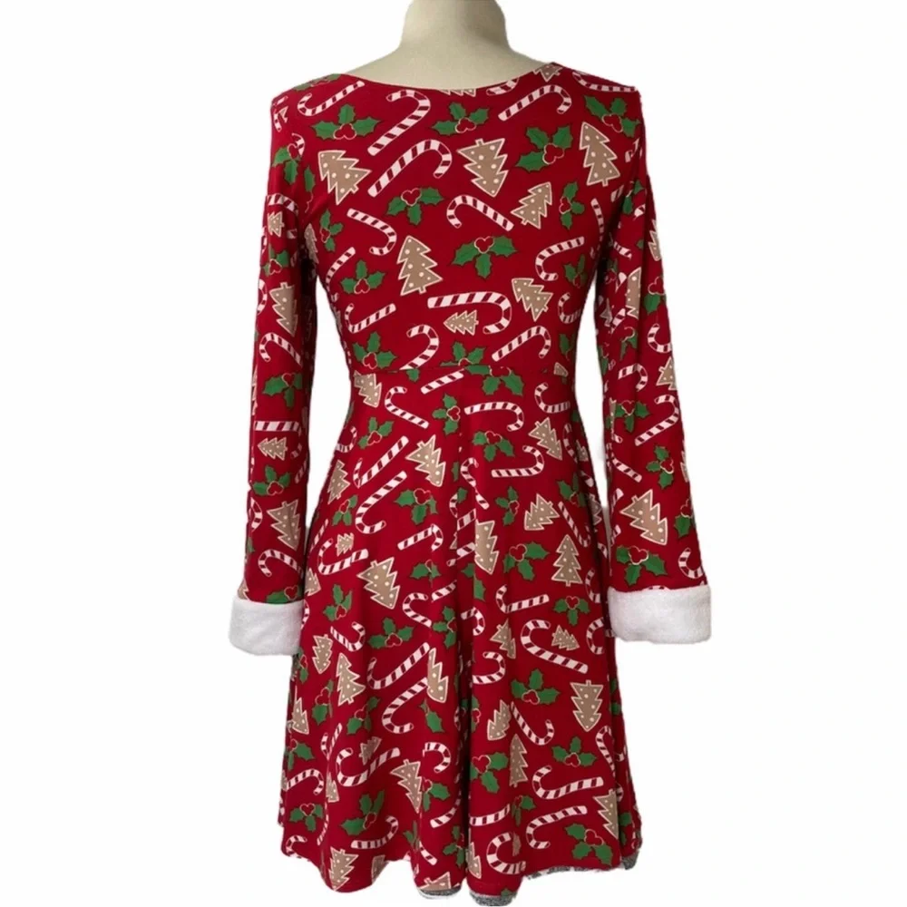 Handmade Christmas Dress Holiday Fair Isle Reversible Pattern Girls Large 12/14